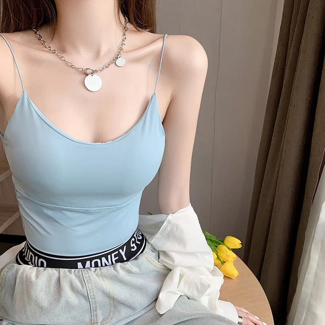 Real Shot Without Steel Ring Tube Top with Chest Pad Elastic Thin Suspenders V-neckline Low-neck Big Backless U-shaped Beautiful 1
