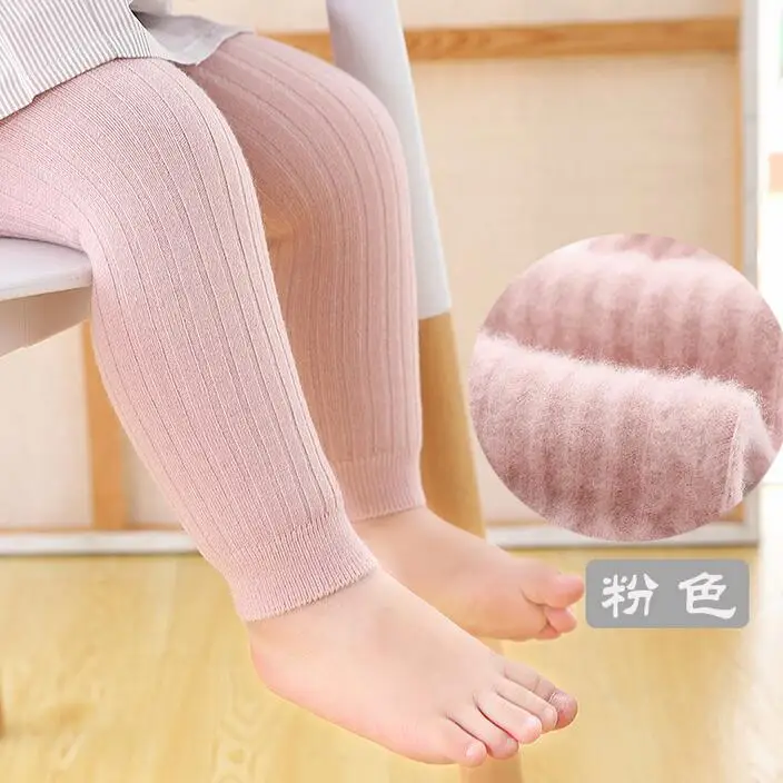 3Pink Детские штанишки для маленьких девочек толстые зимние теплые детские леггинсы двойные иглы девять брюки Девочки леггинсы Дети брюки одежда для малышей - Цвет: 3Pink