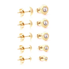 Роскошные серьги-гвоздики из нержавеющей стали, 5 пар/лот, набор для мужчин/wo мужчин, украшения для маленьких девочек и мальчиков