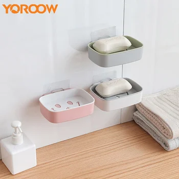 

Plastic Wall Mounted Soap Box Toilet Soapbox Kitchen Suction Cup Soap Holder Dish Storage Box Support Shower GEW000B 4