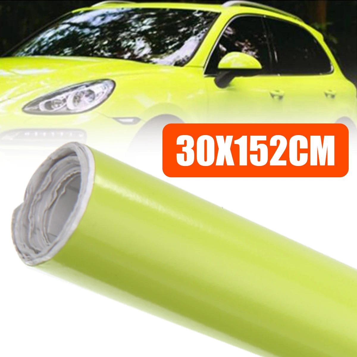 Mayitr 1pc 30x152cm Neon Yellow Car Vinyl Foil Film Bubble Free Car Wrap Roll Sticker Decal for Car Decoration