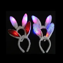 Блестящий плюшевый кролик Ушастый милый флэш ночной Светильник заколки повязка на голову бар концертный реквизит детский головной убор
