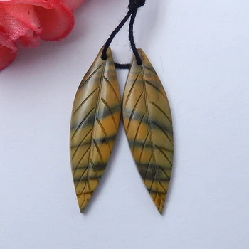 

Natural Gemstone Multi-Color Picasso Jasper Hand Engraving Leaf, For Women Jewelry Making DIY 48x12x4mm,4.5g
