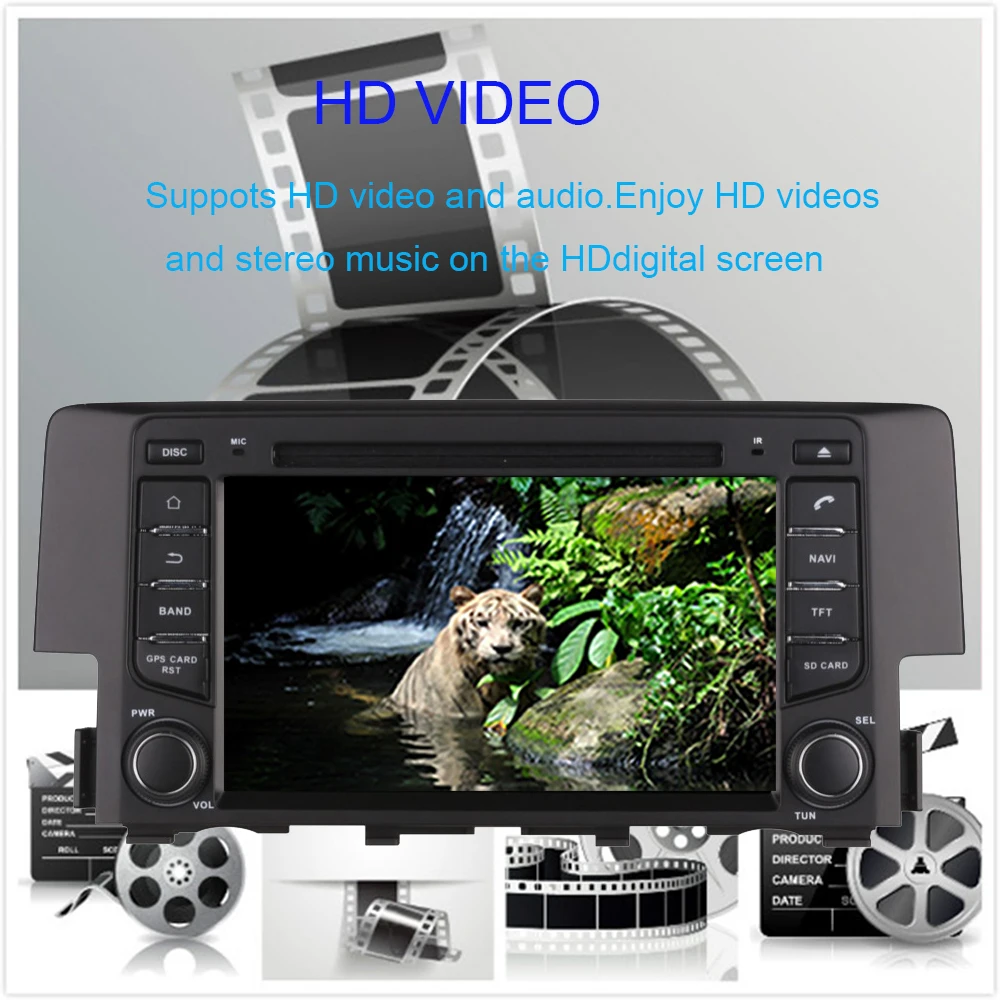 Top Android 9.0 Octa Core 4GB RAM CAR DVD Player GPS Navigation Bluetooth For Honda Civic 2016-2020Head Unit Radio Stereo Multimedia 2
