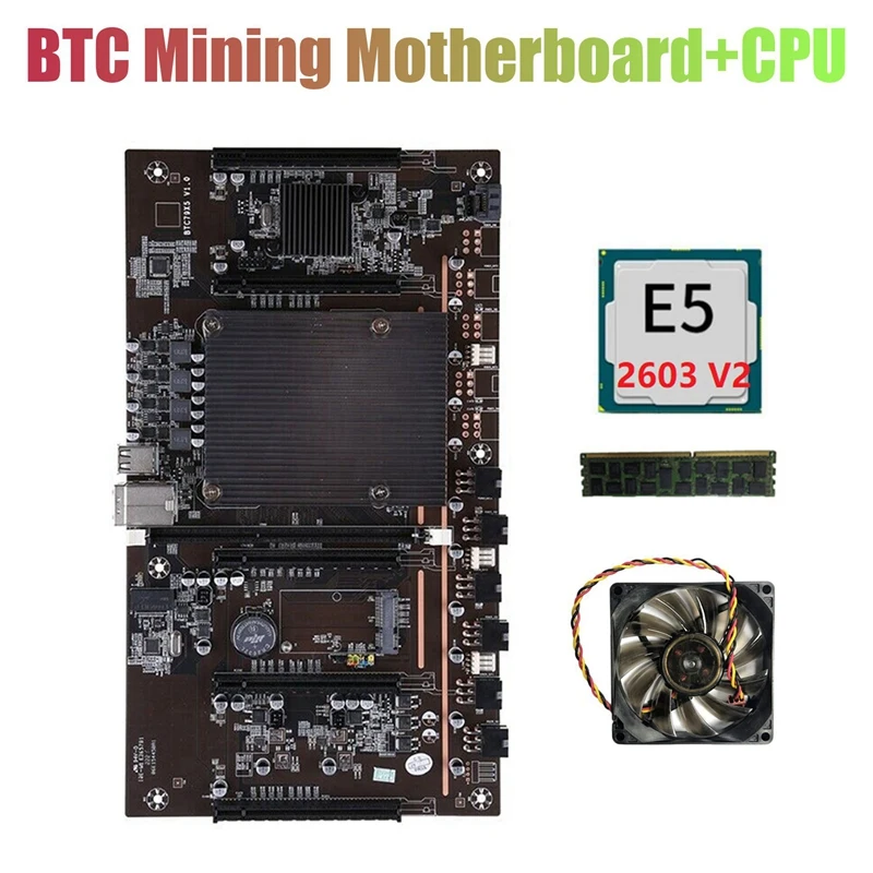 H61 X79 BTC Майнер материнская плата с ЦП E5 2603 V2 + RECC 4G DDR3 ОЗУ вентилятор LGA 2011 поддержка
