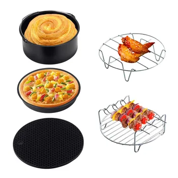 

5pcs Air Fryer Accessories 7 Inch Fit For Airfryer 3.5QT-5.8QT Baking Basket Pizza Plate Grill Pot Kitchen Cooking Tool New