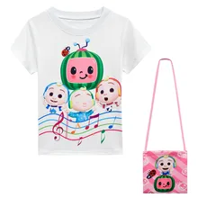 2021 Summer Children Watermelon Clothing Kids Cocomelon JJ T Shirt Skirt Bag 2pcs Suit Kids Tracksuit for Girls Boutique Outfits