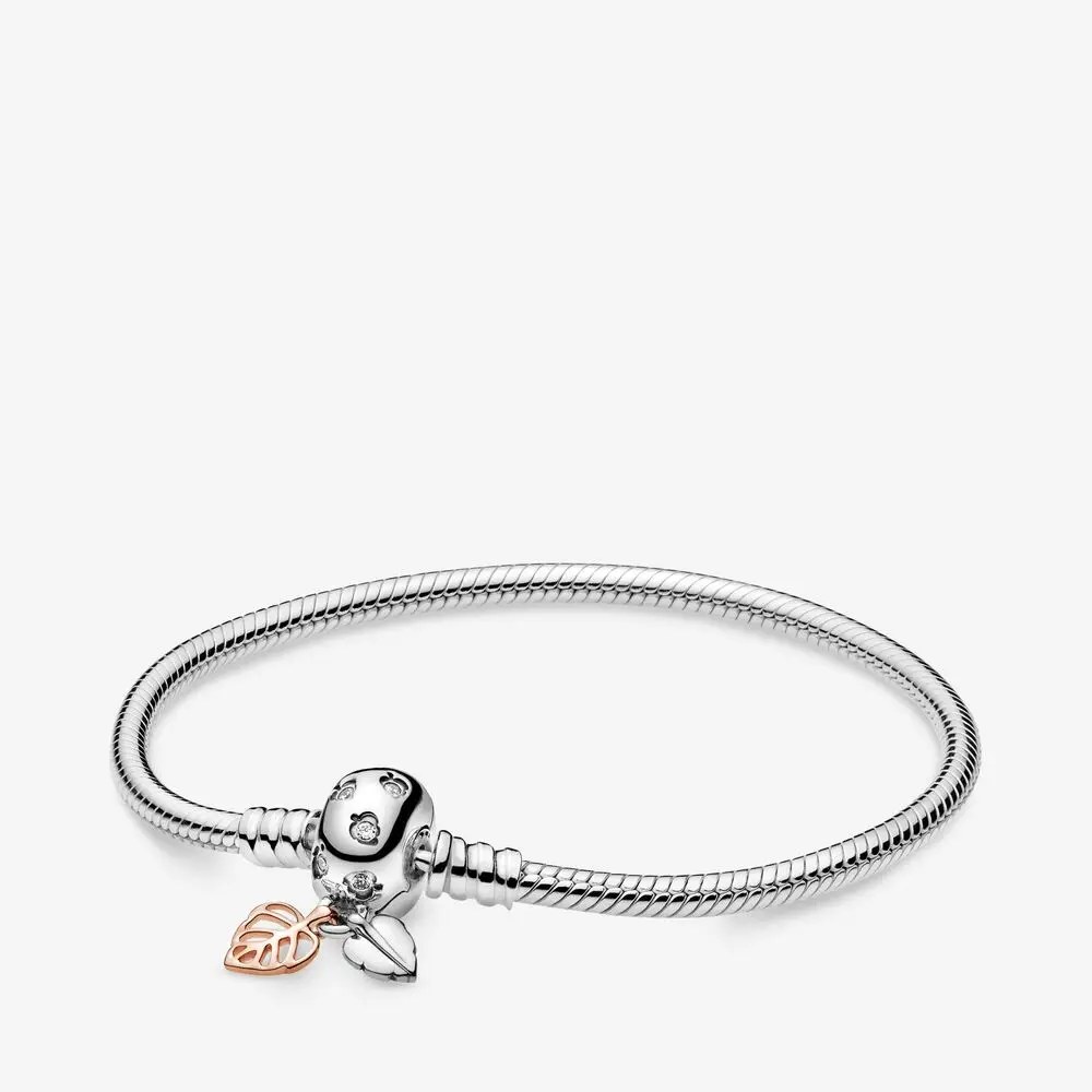 588333CZ_RGB Moments Leaves & Snake Chain Bracelet