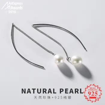 

S925 Fine Antique Earrings 925 Sterling Silver Women Handmade Vintage Natural drop Exquisite freshwater pearl long