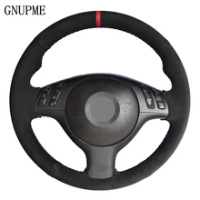 Черный замшевый кожаный чехол ручной работы на рулевое колесо для BMW E46 E39 330i 540i 525i 530i 330Ci M3 2001 2002 2003