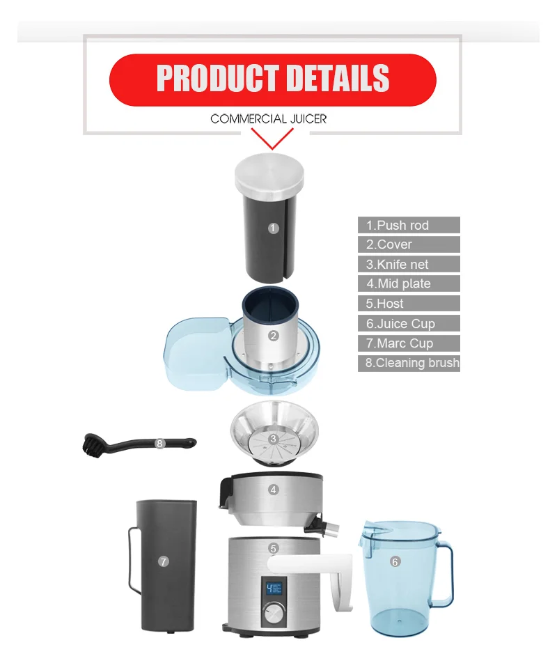 Stainless Steel Juicer Machine 1200W Whole Fruit Vegetable Centrifugal Juice Extractor Automatic
