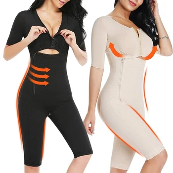 

Women Shapewear Bodysuit Full Body Shaper with Sleeves 3 in 1 Post Surgery Firm Control Fajas Compression Garment