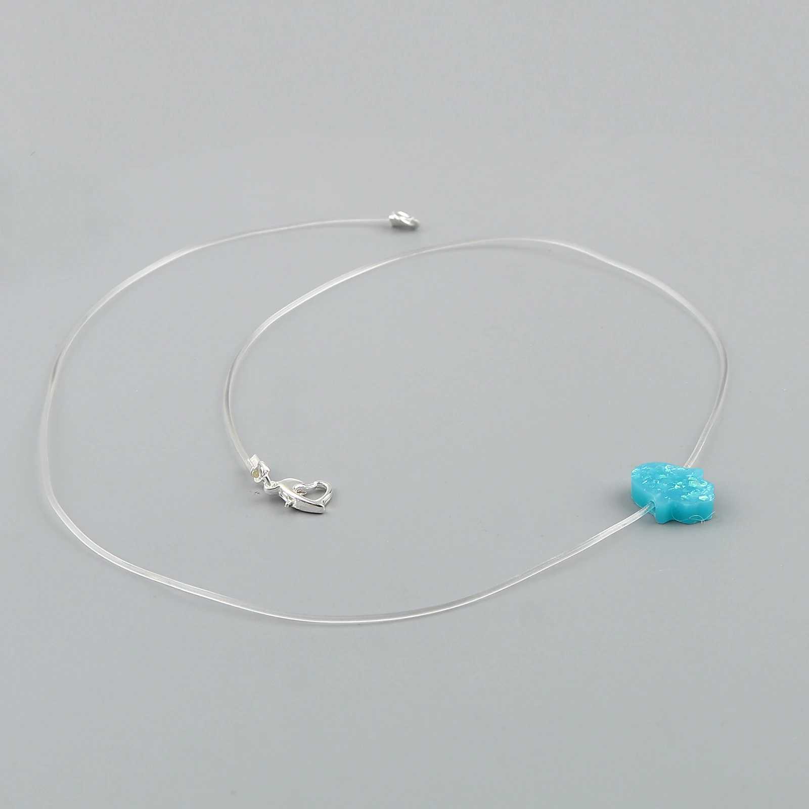 1pc Resin Religious Invisible Transparent Fishing Line Necklace Zircon Choker Necklace For Women Jewelry Fishing Line Necklace