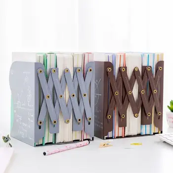 

Metal Retractable Bookends Support Stand Holder Shelf Adjustable Bookrack Office LX9A