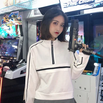 

Winter Basic Hoodie Turtleneck Long Sleeve Zipper Warm Sweatshirts Women Korean Black Loose Hoodies Female Casual Coat BF Wind