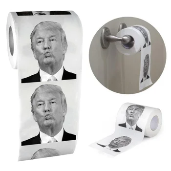 

1 Roll Novelty Donal Trump bathroom Toilet Paper Roll Soft Creative Prank Roll Tissue Rolling Paper Gift