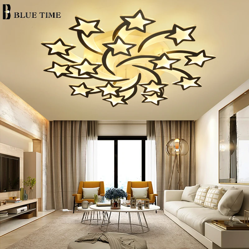 

Surface Mounted Modern Led Chandelier Lustre White&Black Large Ceiling Chandelier Lighting for Living room Bedroom Dining room