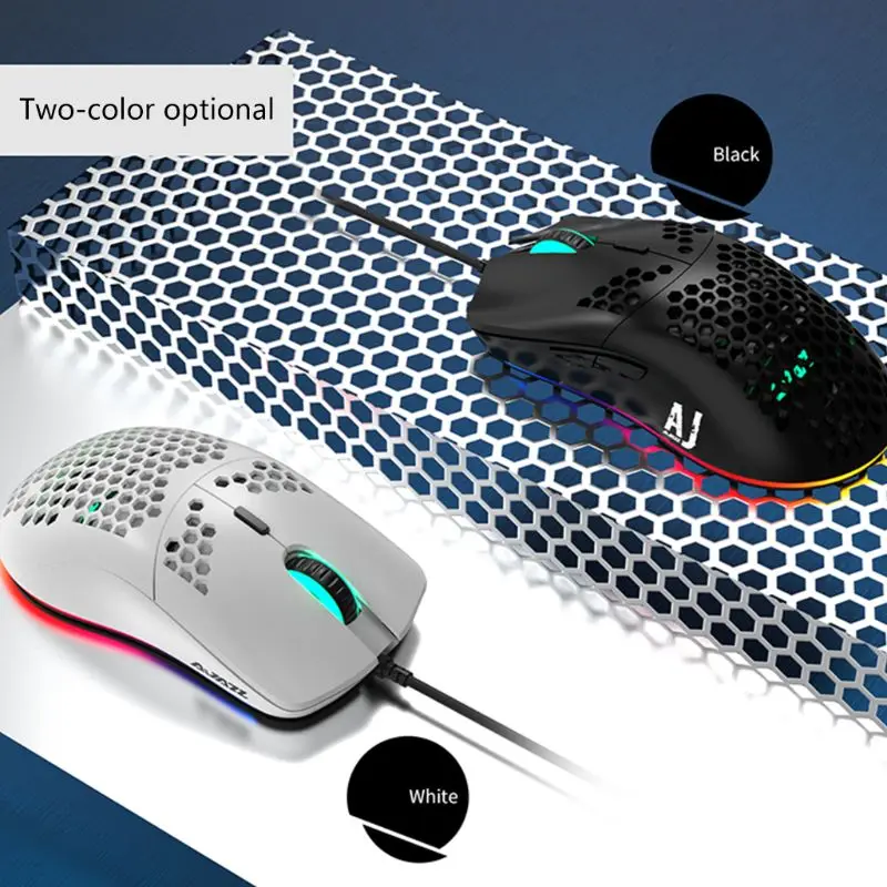 

Ajazz AJ390 New Lightweight Wired Mouse Hollow-out Gaming Mouce Mice 6 DPI Adjustable 7Key