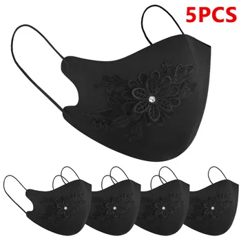 

In stock dust Reusable Mouth Cloth Embroidery Summer Ice Skating Double mascarilla reutilizable con filtro mujer Face Mask