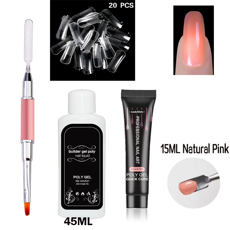 natural pink set 1 4 шт./компл. поли гель для ногтей Удлинитель Набор с Форма ногтей советы 4 цвета гель набор быстрое строительство для ногтей для наращивания ногтей кисть - Цвет: natural pink set 1