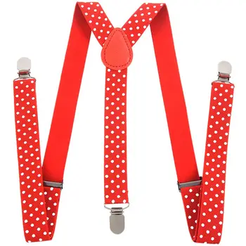 

Red & White Polka Dot - Funky Trendy Unisex Suspender Braces One Size fits all