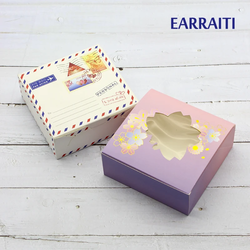 

50PCS Thank You Gift Box Wedding Birthday Party Envelope Sakura Candy Sweet Food Paper Gift Boxes Packaging Window Cardboard