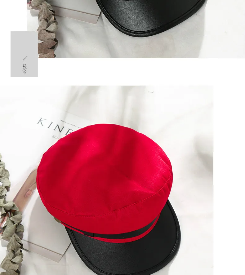 Модная шапка из искусственной кожи в стиле милитари, осенне-зимняя шерстяная шляпа моряка для женщин и мужчин, плоский верх, берет для женщин, шапка для путешествий, Кепка Капитана