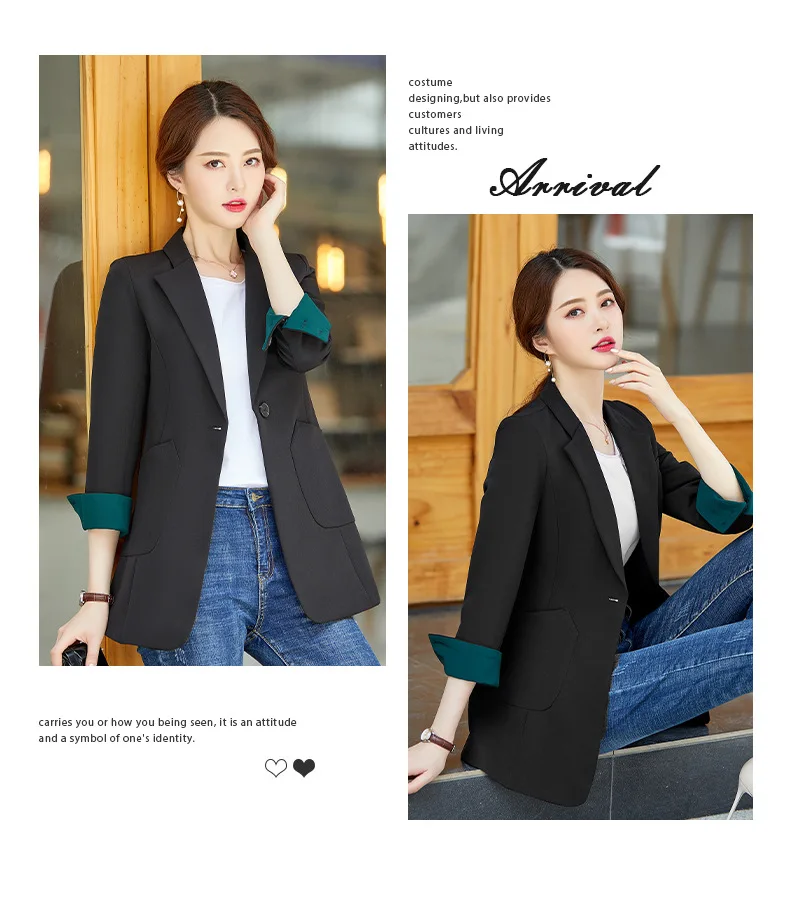 Корейский модный Блейзер женская верхняя одежда осенние женские блейзеры черный кремово-белый модный женский офисный женский пиджак