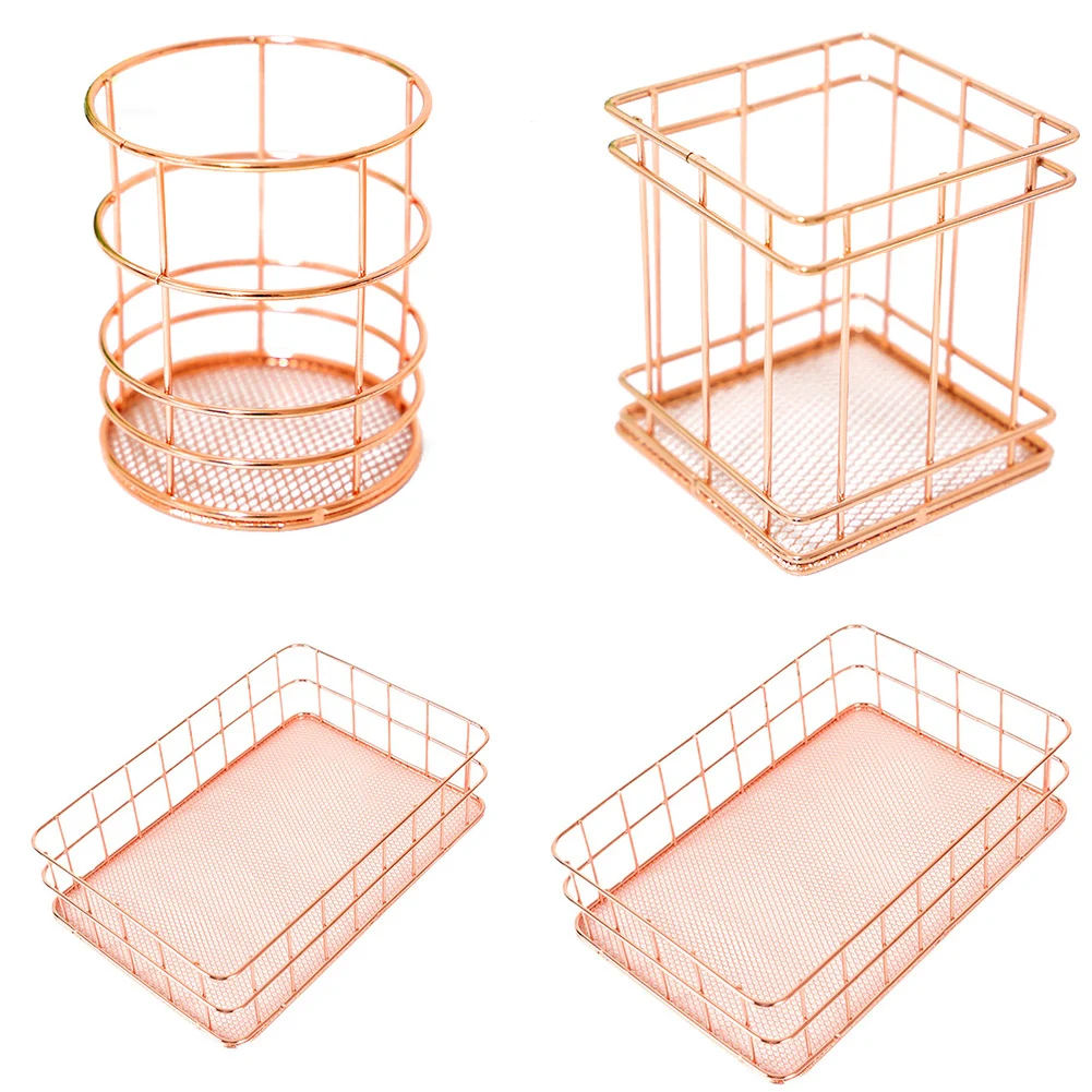 

Rose Gold Home Desk Stationery Decor Pen Pencil Pot Holder Container Organizer Students Supplies Pencil Marker Holders Gifts