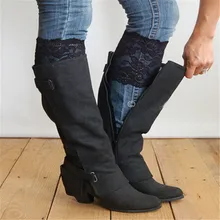 Женские кружевные манжеты для сапог, гетры с цветочным узором, эластичные носки с отделкой