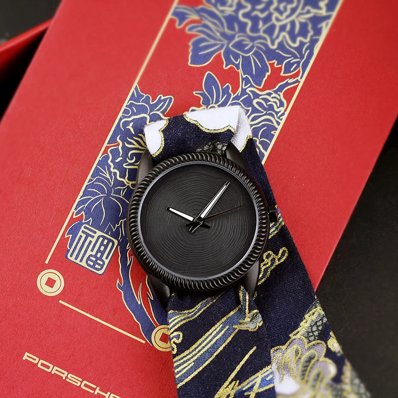 

2021 Enmex ancient Stylish wristwatch brief face COTTON STRAP fashion man watch Dragons chinese Stylish clock quartz watch