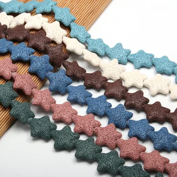 

Natural Stone Multicolor Lava Volcanic Stone Beaded Pentagram Loose Beads For jewelry making DIY necklace bracelet accessories