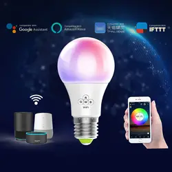 Wifi-патрон, умный свет лампы многоцветный пробуждения огни RGB светодиодный светильник совместим с Alexa и Google помощник E27 B22 Base