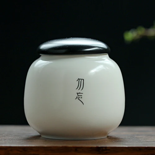 K Simple retro portable travel home Ganoderma lucidum tea coffee bean biscuit candy sealed jar pill powder ceramic storage tank - Цвет: K