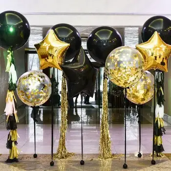 

Black Round Lucency Gold Confetti Gold Pentacle Balloon 36 Inches Large Giant Balloons Wedding Birthday Party Decor Inflatable