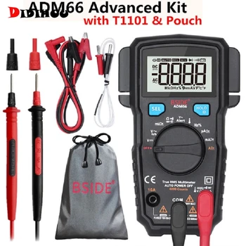 

Digital Multimeter BSIDEADM66 62 Auto Range True RMS DMM DC/AC Voltage Current Temperature Capacitance Diode Ohm Tester Probe