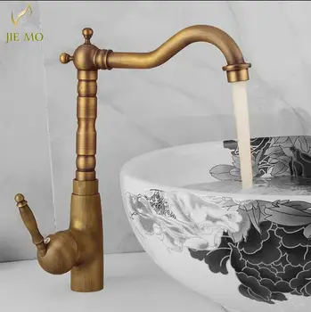 

Free Shipping Kitchen taps/cozinha/faucet Antique Brass Swivel Spout Kitchen Faucet Single Handle Vessel Sink Mixer Tap JM148