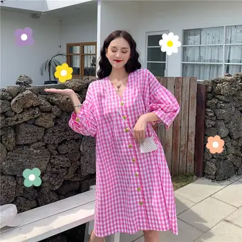 

Firm offers new summer dresses Xuan collaosed grid and loose thin leisure shirt short skirt