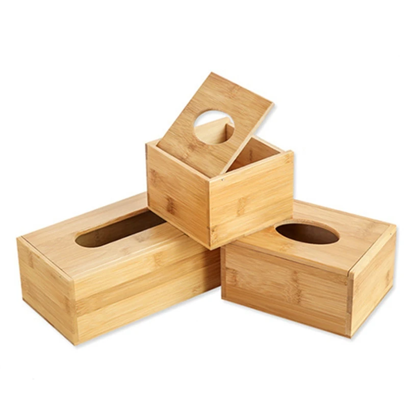 

Bamboo Tissue Box Holder Storage Paper Box Tissue Box Cover Car Wood Napkins Hol