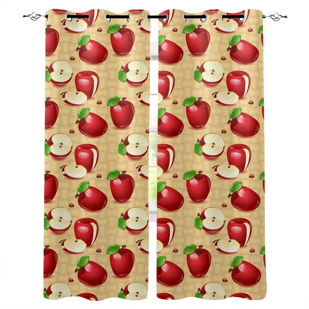 Apple Red Ladybug Weaving Window Curtains Livingroom Kitchen Curtains For Bedroom Left And Right Biparting Open Curtains Curtains Aliexpress
