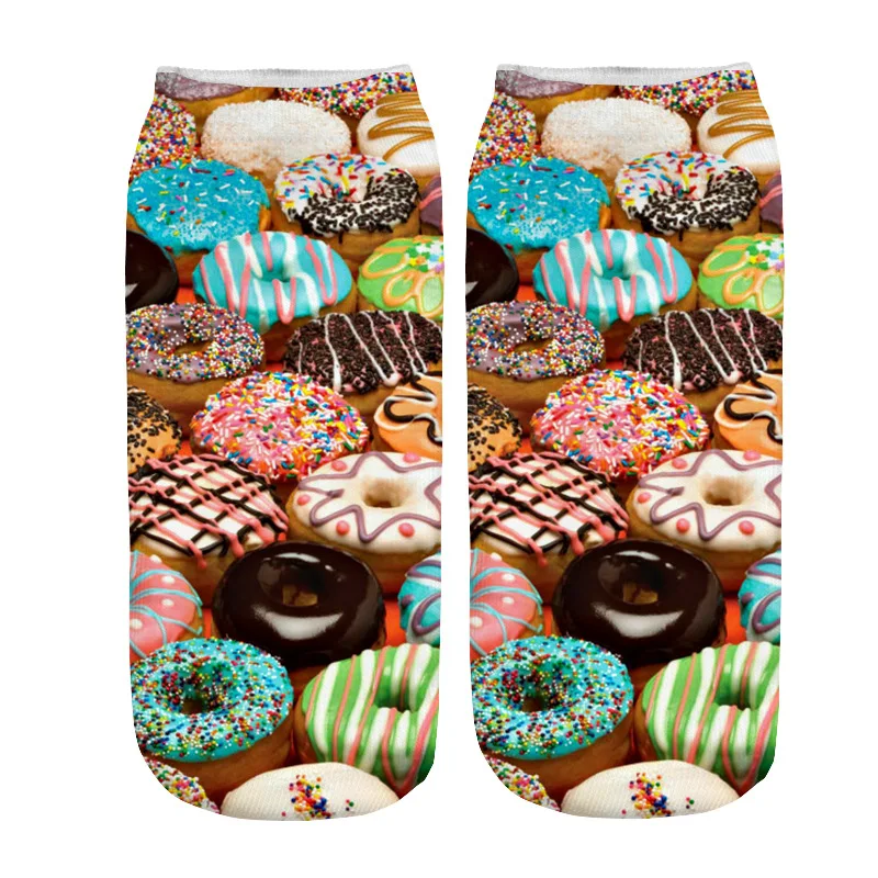 

Sondirane Kawaii Calcetines Femme Girls Emoji Funny Socks 3D Print Cute Cartoon Donut Food Sock Unisex Harajuku Happy Socks 2019