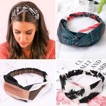 

Women Headband Vintage Cross Knot Elastic Hair Bands Soft Solid Girls Hairband Hair Accessories