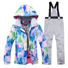 Модный женский зимний костюм 10 k, водонепроницаемая ветрозащитная одежда, зимняя верхняя одежда, одежда для сноуборда, лыжные куртки+ зимние штаны