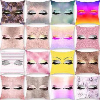 

1Pcs Eyelash out Decorative Throw Pillow Golden Cushion Cover Home Decor Pink Sofa cushion cojines Decorativos para sofa 40594