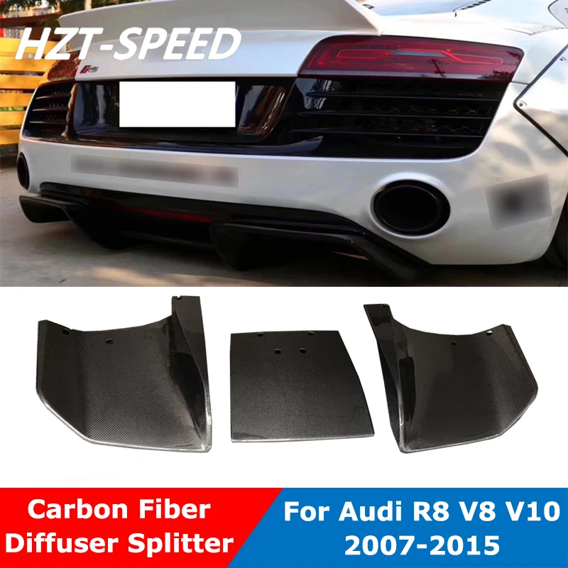 

Carbon Fiber Splitter Rear Bumper Diffuser Lip Spoiler For Audi R8 V8 V10 2007-2015