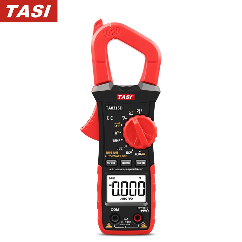 

TASI Clamp Meter Automatic Range AC DC Digital Clamp Multimeter With Capacitance Temperature NCV Frequency Tester TA8315A