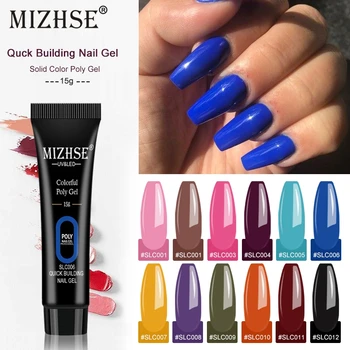

MIZHSE 15g Color Poly Nail Gel Fast Building Finger Extension UV Hard Gel Nail Polish Top Base Coat Gel Varnish Nail Art Design