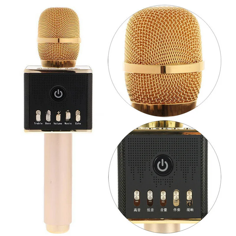 H8 Karaoke Handheld Cellphone Microphone Wireless Bluetooth Speaker Mic With LED Lights Adapt