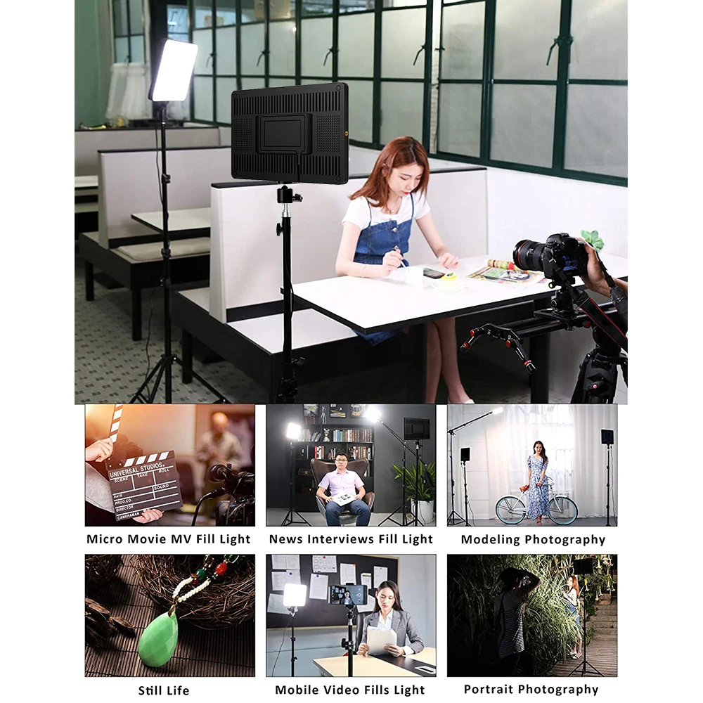 Suporte de Controle Iluminação do Painel Fotografia ao Vivo Lâmpada de Preenchimento Luz de Vídeo Led com Tripé Profissional Remoto Pode Escurecido Photo Studio Ser - Image 6