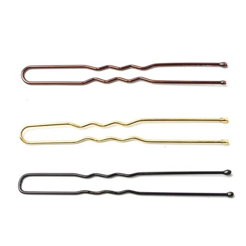 50PCS Women 6CM Hair Waved U-shaped Bobby Pin Barrette Salon Grip Clip Hairpins Black Metal Hair Accessories For Bun Hairclip